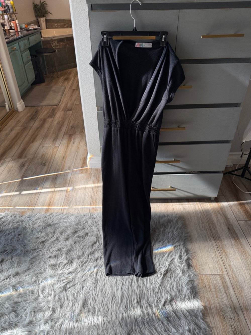 Free People Black V-Neck Sleeveless Wide-Leg Jumpsuit